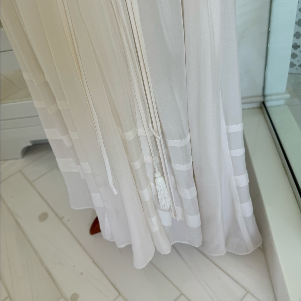 La ligne Isabelle white silk chiffon midi dress with double tie waist. Size Xs - Picture 7 of 8